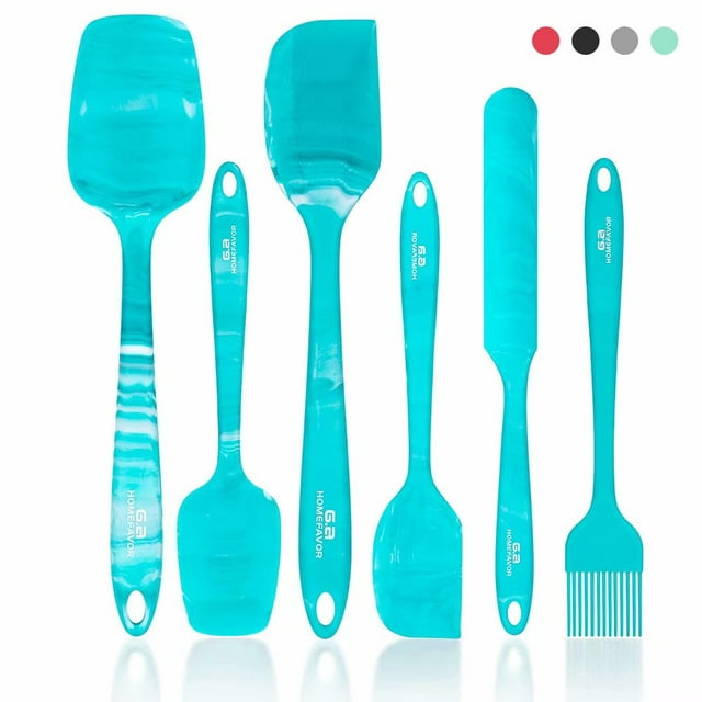Silicone Spatula Set, G.A Homefavor Heat-Resistant Spatula - One Piece Seamless Design, Rubber Spatula Non-Stick for Cooking, Baking and Mixing (6 Piece Set, Marble Pattern)