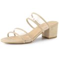 thumbnail image 1 of Sandalias Correa Transparente Tacón De Bloque Para Mujeres Beige 36, 1 of 7