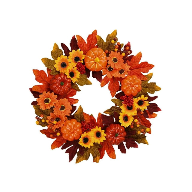 facefd Couronne d'Automne Guirlande Artificielle Récolte Porte d'Entrée Mur Automne Porche Table