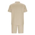 thumbnail image 5 of RYDCOT Men's Tracksuits 2 Piece Outfits, Short Sets for Men Casual Crewneck Summer Lapel Zipper T Shirt and Drawstring Athletic Short Khaki XL(XL), 5 of 6