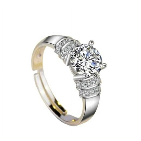 HeartsAndYou 2ct Round Cut Moissanite Adjustable Size Solitaire Accent Ring 18k White Gold over Silver