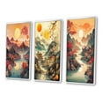 thumbnail image 3 of Designart "Dramatic Sunset Over Mountain Peaks III" Japon Landscape Framed Wall Art Set Of 3 - Red Landscape Japon Frame Canvas Set For Living Room Decor, 3 of 6