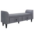thumbnail image 6 of Storage Ottoman Footrest with 2 Drawers, Upholstered Wooden Ottoman Bench for Bedroom, Fully Assembled Except Legs and Handles, Gray, 6 of 7