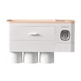 thumbnail image 1 of automático de Exprimidor de montaje en pared y portacepillos de , Organizador de cepillos ranura tazas de rosa Baoblaze sostenedor del cepillo de dientes del abs de los pp, 1 of 8