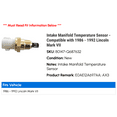 thumbnail image 2 of Intake Manifold Temperature Sensor - Compatible with 1986 - 1992 Lincoln Mark VII 1987 1988 1989 1990 1991, 2 of 2