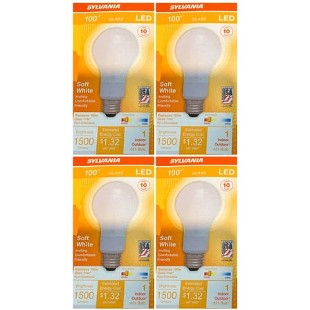 (4 pack) Sylvania LED A21 Soft White 100 watt equivalent Glass LED Light Bulb