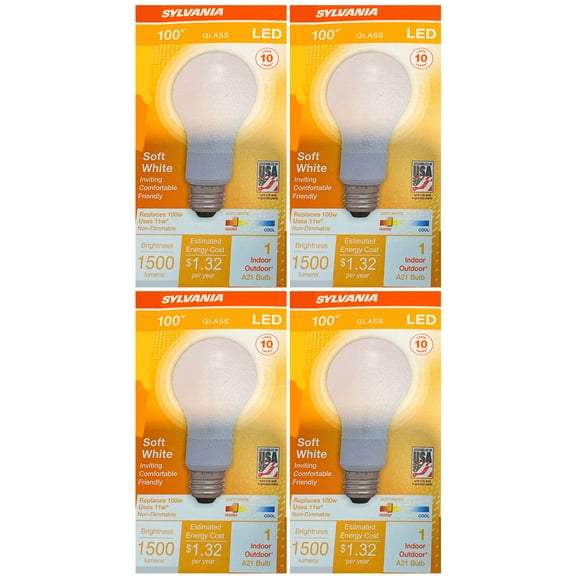 (4 pack) Sylvania LED A21 Soft White 100 watt equivalent Glass LED Light Bulb