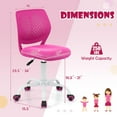 thumbnail image 4 of Giantex Kids Desk Chair, Adjustable Swivel Chair for Children, Armless Mesh Task Student Study Chair w/Lumbar Support & Adjustable Height, Rolling Computer Chair, Rose, 4 of 8