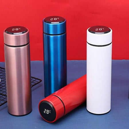 

SPRING PARK Water Bottle Travel Mug with Smart LCD Touch Screen Keep Hot Or Cold Car Portable Travel Tea Coffee Vacuum Thermoses Cup Anti-collision Leak-proof