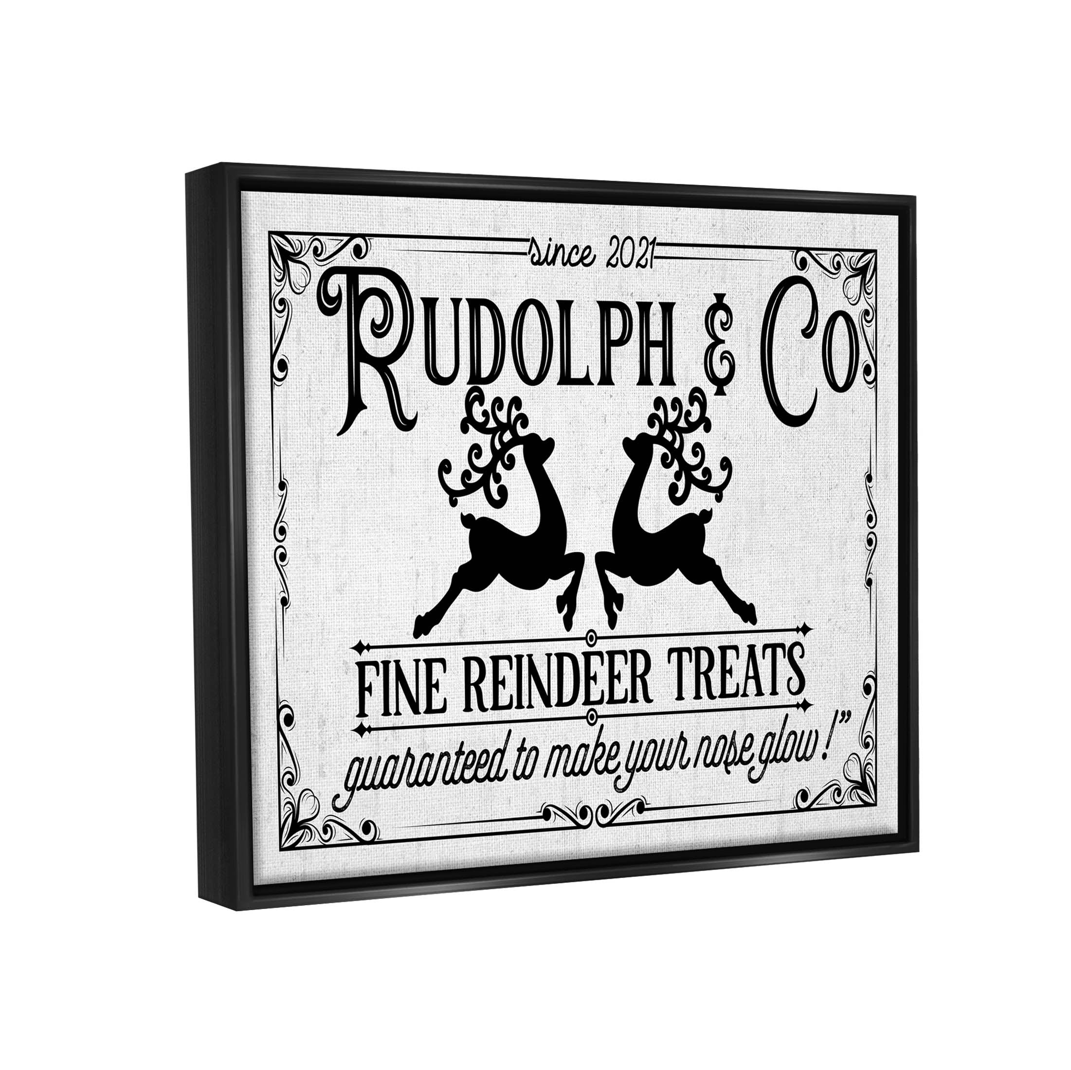 Stupell Industries Rudolph & Co Vintage Sign Graphic Art Jet Black Floating Framed Canvas Print Wall Art, Design by Lettered and Lined