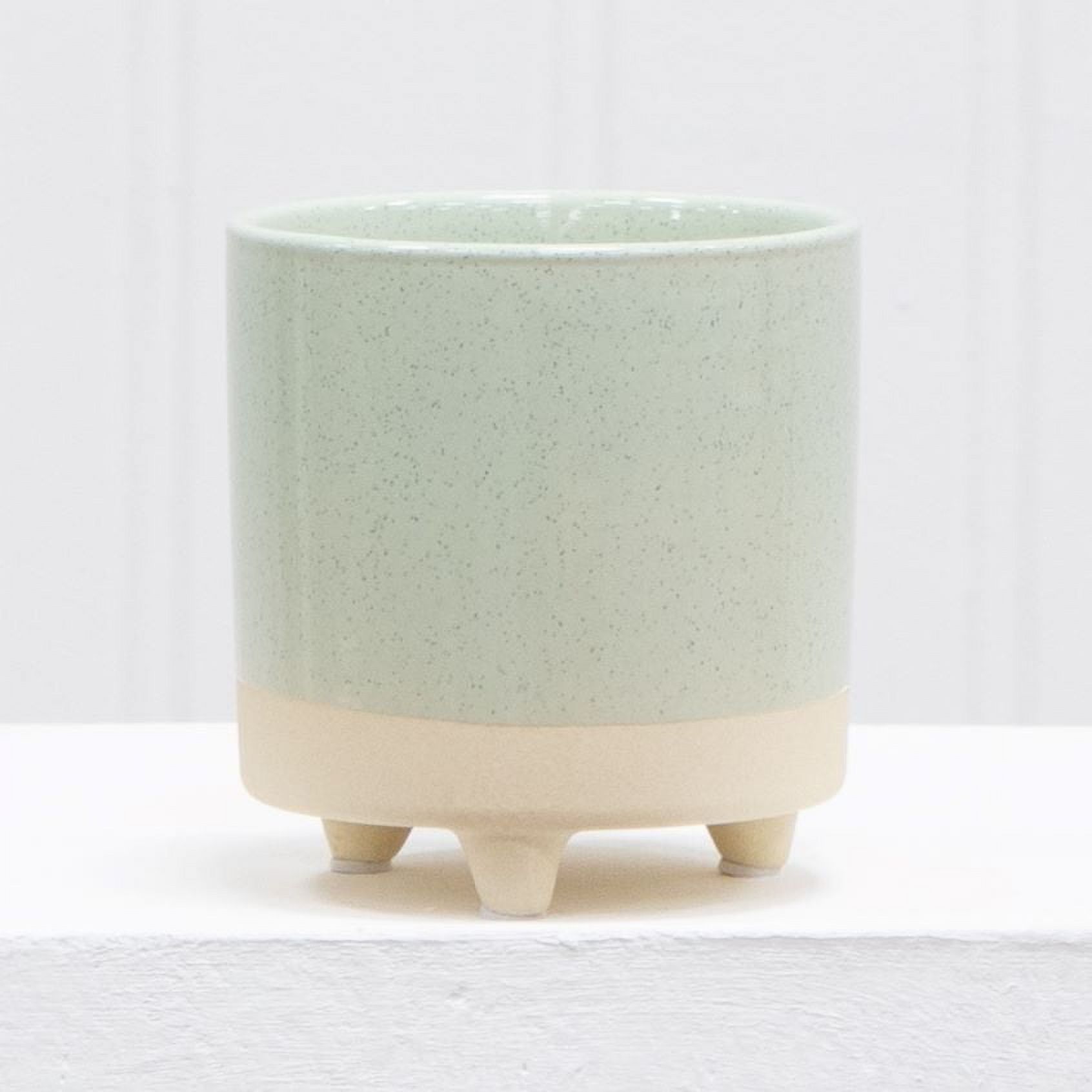 Mainstays 5-Inch Two-Tone Green Ceramic Footed Planter photo 5