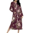 thumbnail image 3 of Aboser Women's Zip Front Robe Retro Floral Print Bathrobe Full Length Long Sleeve Loungewear Lightweight Soft Housecoat Casual Home Nightgown Dress with Pockets, 3 of 9