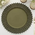 thumbnail image 2 of Efavormart 6 Pack | 13" Matte Olive Green Sunflower Plastic Dinner Charger Plates, Disposable Round Serving Trays, 2 of 5