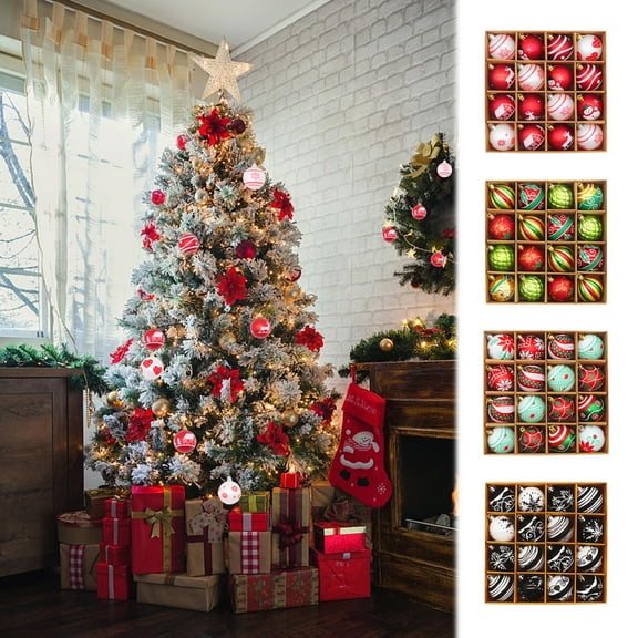Xuniizn Christmas Ornaments Set - Christmas Balls Plastic Electroplated Balls Set Christmas Tree Hanging Balls Holiday Ambiance Christmas Accessories Decorations