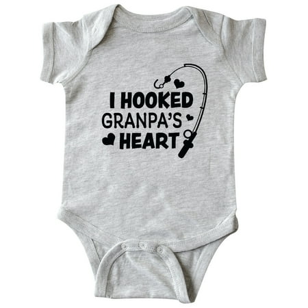 

Inktastic I Hooked Granpa s Heart with Fishing Rod Gift Baby Boy or Baby Girl Bodysuit
