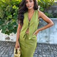 thumbnail image 2 of Women Maxi Skirt Set 2 Piece Outfits Sleeveless Top Maxi Skirt Going Out Two Piece Skirt Set Green S, 2 of 7