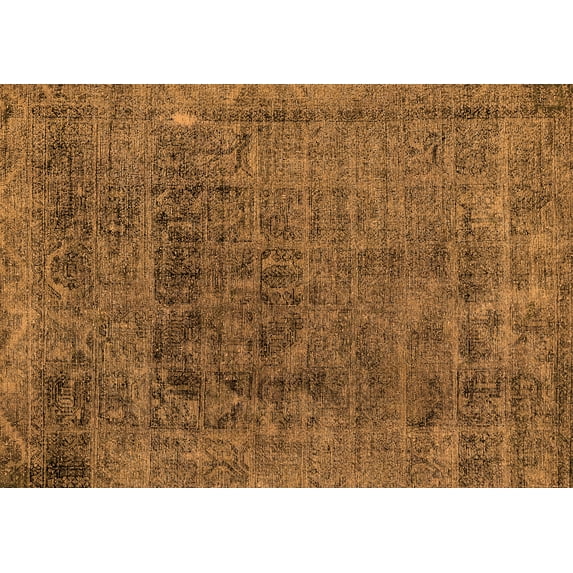 Ahgly Company Indoor Rectangle Abstract Orange Modern Area Rugs, 7' x 10'