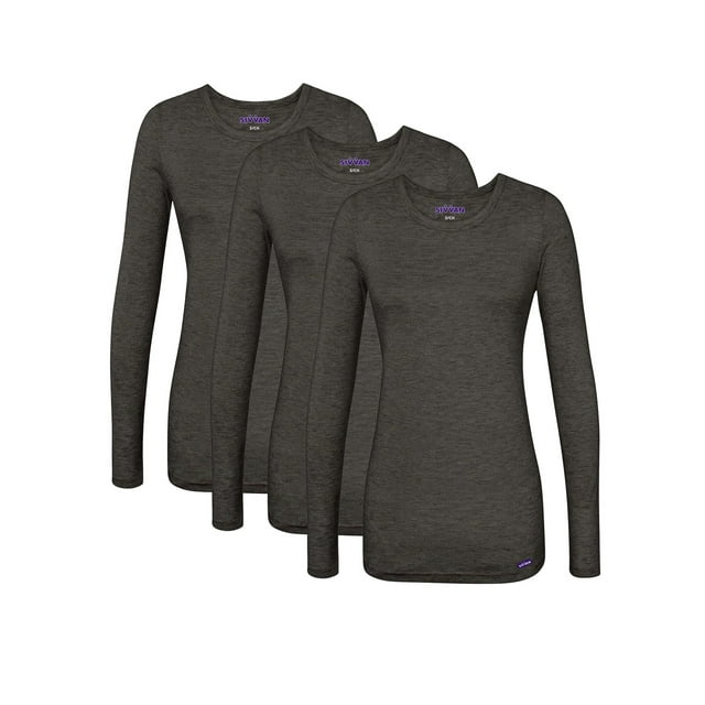 Sivvan Lot de 3 T-Shirts à Manches Longues Confort pour Femmes / T-Shirt sous-Blouse