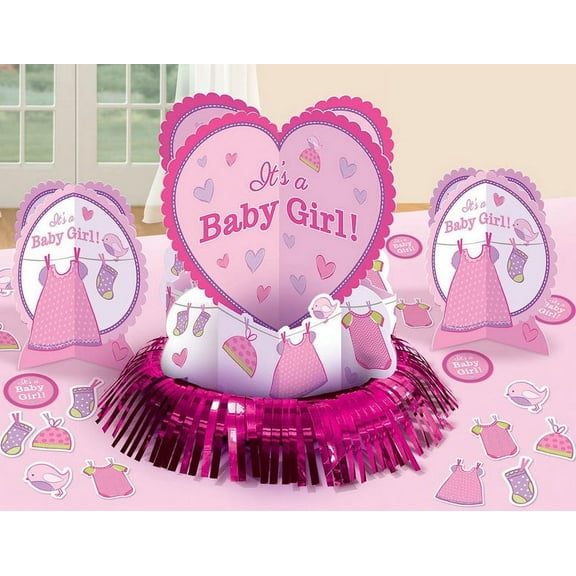 Amscan Shower with Love Baby Girl Table Decorating Kit, Sizes, Multi Color