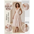 thumbnail image 5 of otnbgsr Womens Floral Midi Dress V Neck Sleeveless A Line Wedding Guest Dress Elegant Fit and Flare Cocktail Party Dress, 5 of 11
