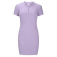thumbnail image 4 of Azrian Dresses Womens Summer Casual Pullover Solid Short Sleeve Mini Dress, 4 of 6