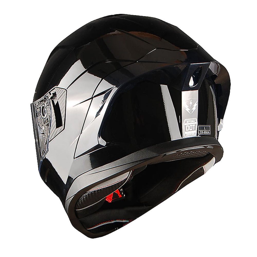 1Storm Motorcycle Full Face Helmet DOT Adults Street Bike Dual Visor Sun Inner Shield with One Extra Clear Shield: HJAH15 Tinted Glossy Black
