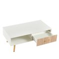 thumbnail image 5 of 40.94" Rectangle Coffee Table with Solid Wood Legs, Sliding Drawer Storage - Modern Living Room Furniture, White, 5 of 9