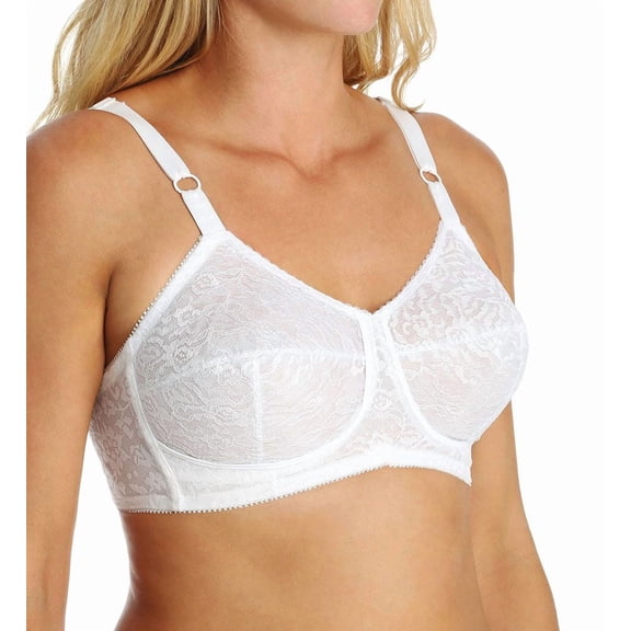 Women's Rago 2101 Lacette Satin and Lace Wireless Support Bra (White 36C)