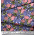 thumbnail image 2 of Soimoi Tissu Poly Georgette Imprimé Feuilles & Roses au Mètre 42 Pouces de Large, 2 of 3