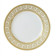 Euro Porcelain 97-piece Dish and Flatware Dinner Set - Greek Key Medusa Pattern 24 kt Gold Ornament, HQ Dining Service for 8