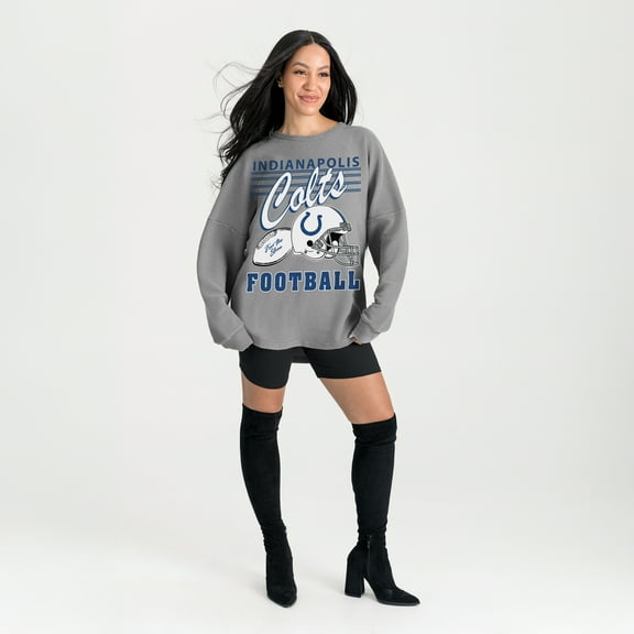 Women's Gameday Couture Gray Indianapolis Colts Oversized Sweet Victory Corded Sweatshirt