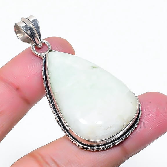 Natural Moonstone Gemstone Handmade 925 Sterling Silver Pendant 2.05"
