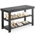 thumbnail image 3 of JIOABL Shoe Rack Bench, 3-Tier Bamboo Storage Organizer, Suitable for Bedroom Living Room Balcony, Black, 3 of 5
