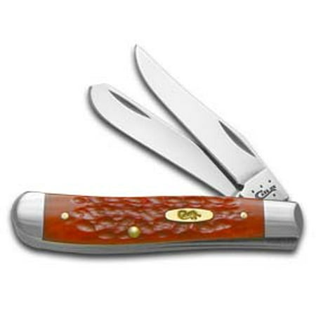 CASE XX Brass Shield Red Jigged Bone Mini Trapper Pocket Knife & Cigar Box