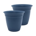 thumbnail image 3 of The HC Companies 10 Inch Eclipse Round Planter Pots with Drainage Holes & Attached Saucer, Lightweight UV-Resistant Plastic Indoor & Outdoor Planters, 2-Pack Flower Pots, Garden Home Decor, Slate Blu, 3 of 5