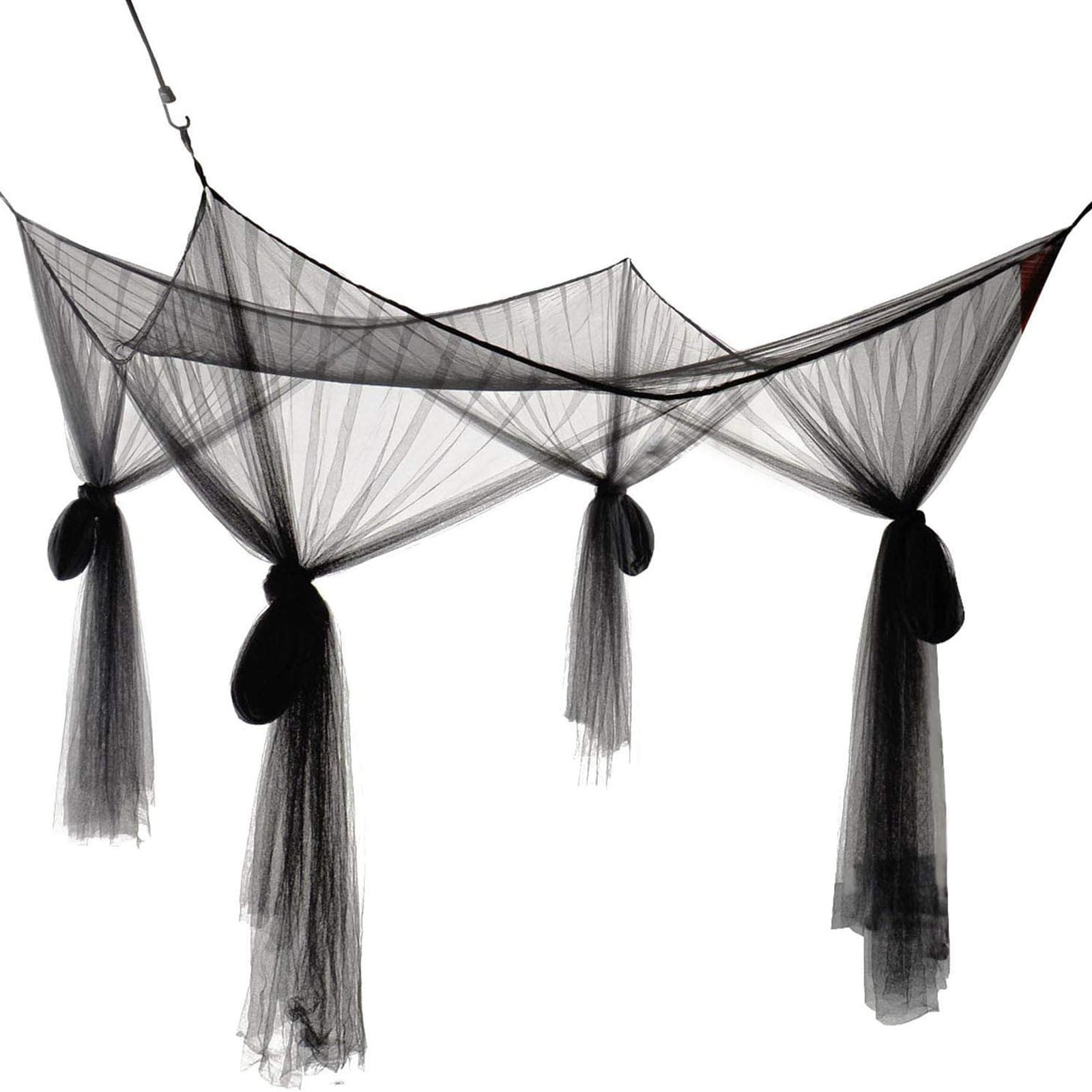4-Corner Pillar Bed Canopy Curtains Polyester Curtains Color:Black Material:Nylon,Spandex