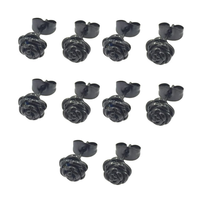 Guardurnaity Pendientes de 5 piezas para mujer y niña, aretes redondos de acero de titanio, para regalo, accesorios de joyería exquisitos Ropa, zapatos y accesorios Miscelánea alfiler negro Guardurnaity AP009678-03B