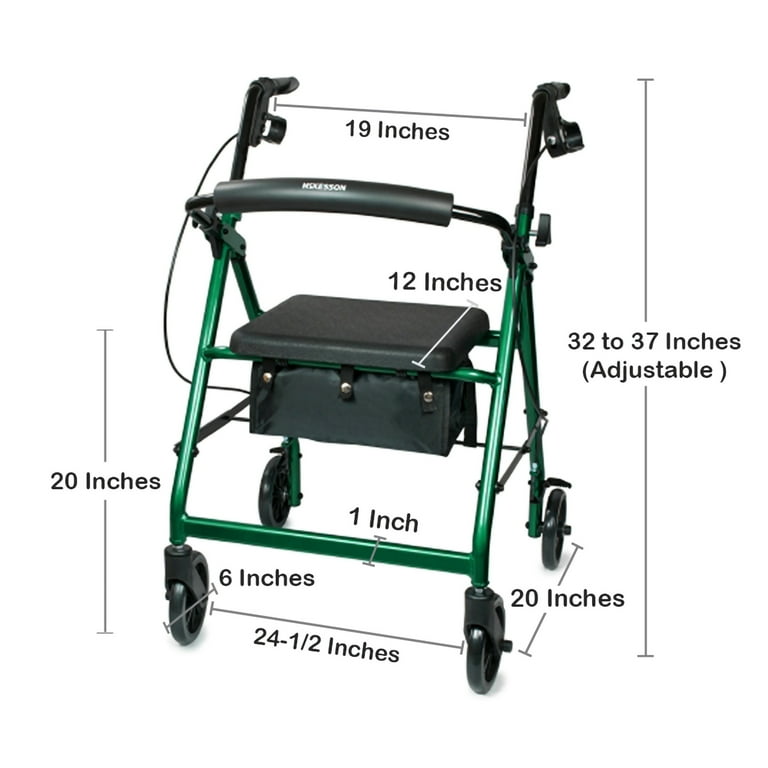 McKesson Rollator Walker with Seat - Lightweight, Aluminum
