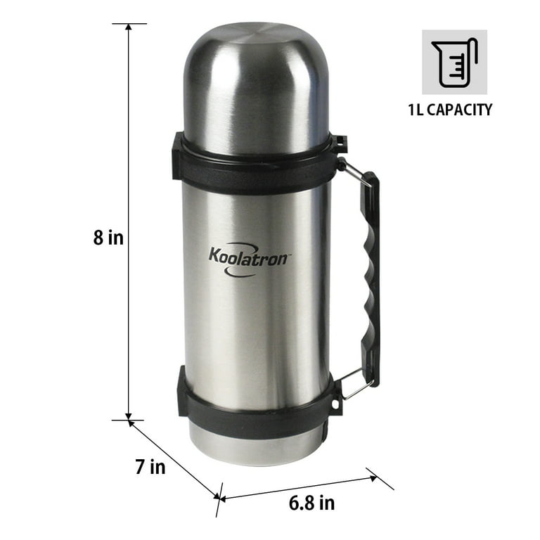 Koolatron 12V Insulated Vacuum Flask with Heater, 1L Stainless Steel 