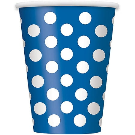 Royal Blue Cup - 12oz Polka Dot Paper Cups, Royal Blue, 6ct