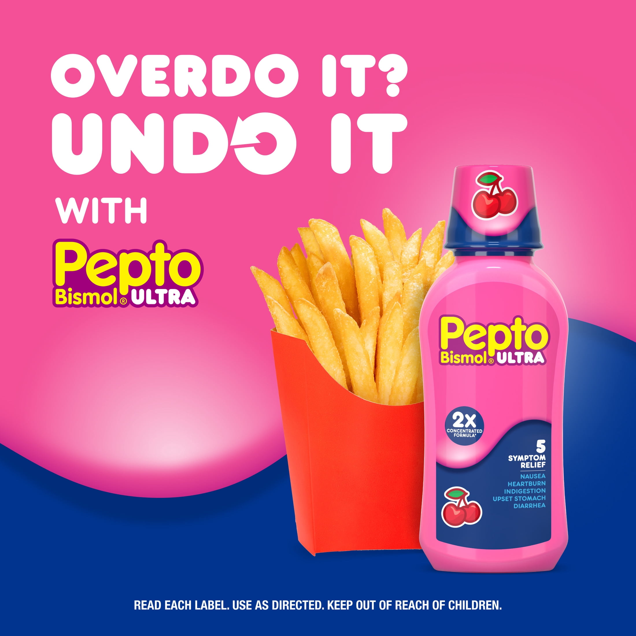 Pepto Bismol ULTRA Liquid, Upset Stomach Relief, Anti-Diarrheal, Cherry, 12 Fl oz