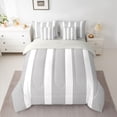 thumbnail image 3 of Castle Fairy Abstract Thin Vertical Stripe King Bedding 7pcs,Geometric Wide Band King Bed in a Bag,Gray White,Reversible, 3 of 7