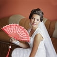 thumbnail image 5 of Unique Bargains 1 Pc Lace Trim Orchid with Tassel Folding Fan for Masquerade Red Silk Fabric, 5 of 5