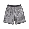 thumbnail image 4 of XIAONU Sequin Grid Shorts for Men Elastic Waist Side Pockets Casual Shorts, 4 of 4
