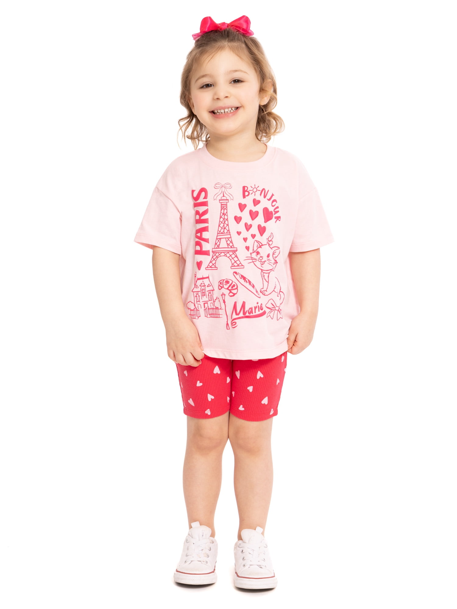 The Aristocats Marie Toddler Girls Graphic Tee and Biker Shorts Set, 2-Piece, Sizes 12M-5T