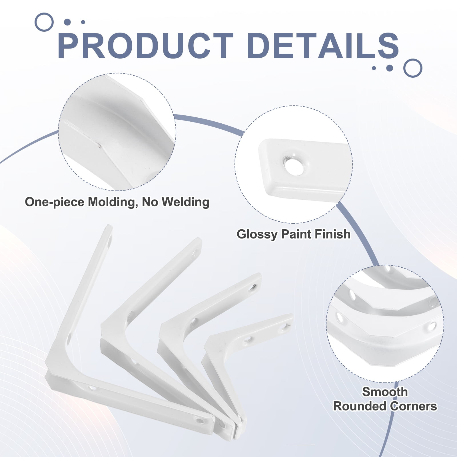 Uxcell 8Pcs Floating Shelf Brackets, 3 x 3 Inch L-Shape Wall Bracket Wall Shelf Supports with Screws for Wood Shelves, Cabinets, Countertop Support, White