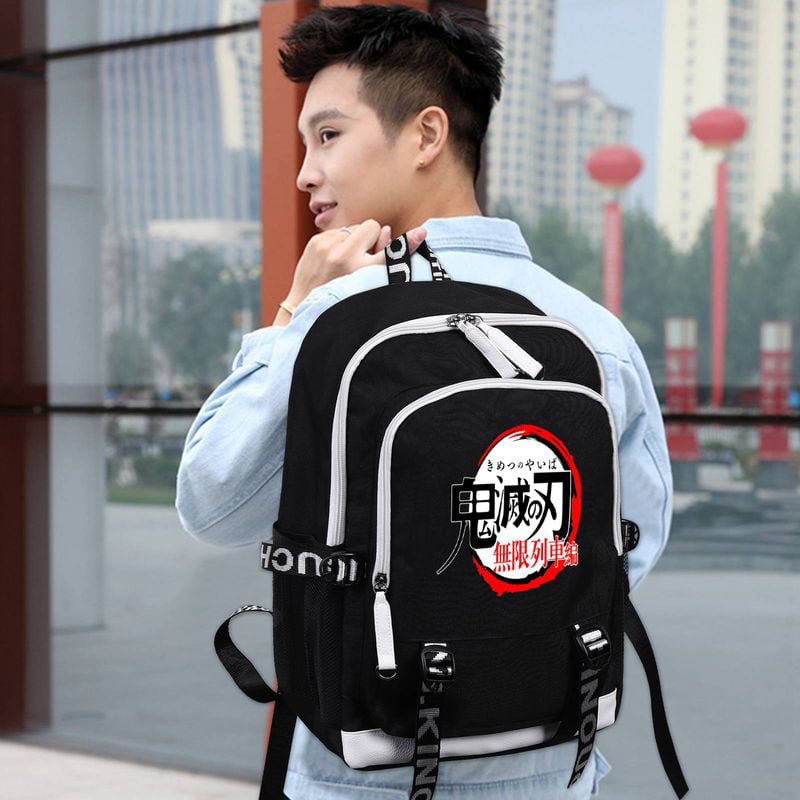 Black6 Middle School College Bookbags for Women Men. Timmor Anime Demon Slayer Cosplay Laptop Backpack with USB Charging Port 
