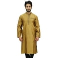 thumbnail image 2 of Atasi Men's Band Collor Gold Kurta Dupion Full Sleeve Ethnic Shirt-Medium, 2 of 3