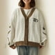 thumbnail image 1 of Cárdigan de punto con bordado Floral para mujer, cárdigans holgados de alta calidad Y2k Regulai Fit Beige, tendencia de otoño 2024, 1 of 5