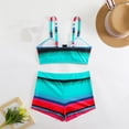 thumbnail image 4 of Women's Plus Size Swimsuit Spaghetti Strap Hollow Out Halter High Waist Shorts Quick Dry 2 Piece Bathing Suit (S, Green), 4 of 5